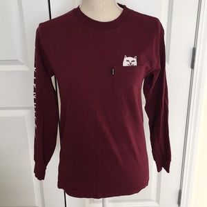Maroon Rip N Dip Long Sleeve Tee